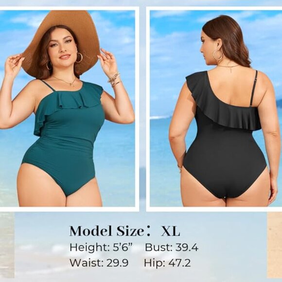 Colorful One Shoulder Ruffle One Piece Swimsuit | Size XL | NWT - Picture 4 of 5